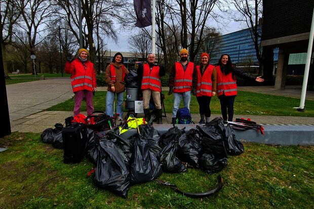 Campus clean-up: underwear and lots of plastic
