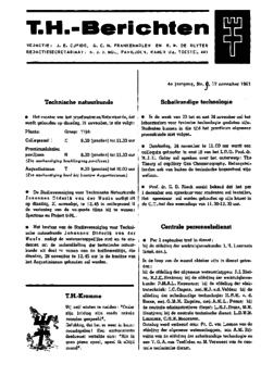 Voorzijde van magazine: TH berichten 9 - 17 november 1961