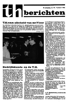 Voorzijde van magazine: TH berichten 17 - 7 januari 1966