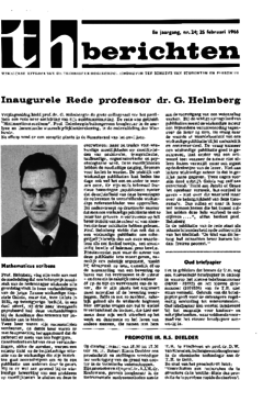 Voorzijde van magazine: TH berichten 24 - 2S februari 1966