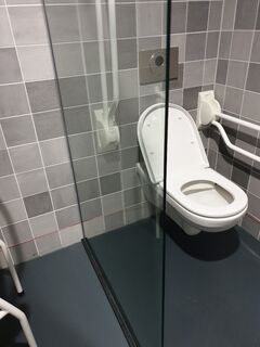 Invalidentoilet, met scherm ernaast. Foto | Dienst Huisvesting