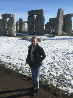 Hanneke Crielaard at Stonehenge. Photo | private archive Hanneke.