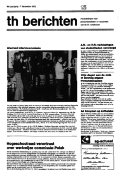 Voorzijde van magazine: TH berichten 15 - 7 december 1973