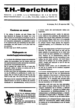 Voorzijde van magazine: TH berichten 2 - 29 september 1961