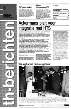 Voorzijde van magazine: TH berichten 3 - 6 september 1985