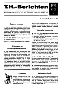 Voorzijde van magazine: TH berichten 8 - 10 november 1961