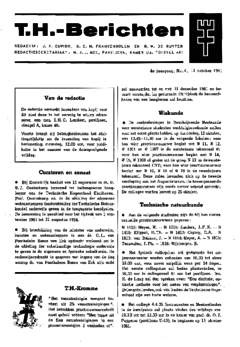 Voorzijde van magazine: TH berichten 4 - 13 oktober 1961