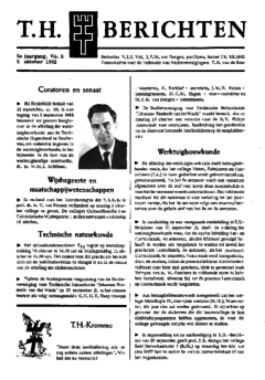 Voorzijde van magazine: TH berichten 3 - 5 oktober 1962