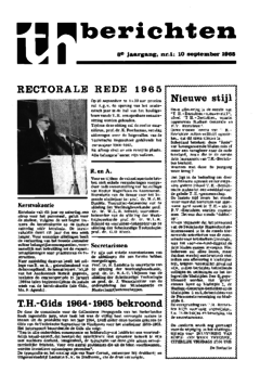 Voorzijde van magazine: TH berichten 1 - 10 september 1965