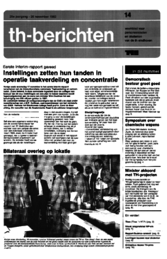 Voorzijde van magazine: TH berichten 14 - 26 november 1982