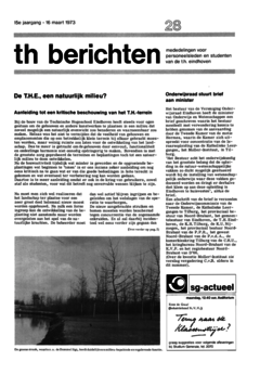 Voorzijde van magazine: TH berichten 28 - 16 maart 1973