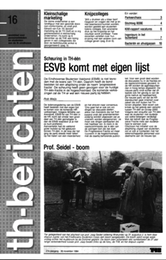 Voorzijde van magazine: TH berichten 16 - 30 november 1984