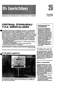 Voorzijde van magazine: TH berichten 25 - 5 maart 1971