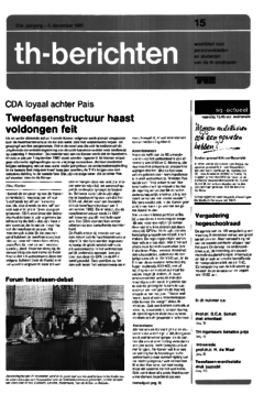 Voorzijde van magazine: TH berichten 15 - 5 december 1980