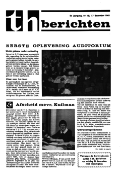 Voorzijde van magazine: TH berichten 15 - 17 december 1965