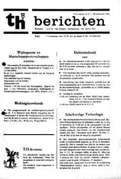 Voorzijde van magazine: TH berichten 9 - 20 november 1964