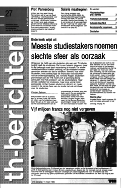 Voorzijde van magazine: TH berichten 27 - 15 maart 1985