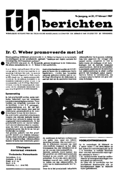 Voorzijde van magazine: TH berichten 21 - 17 februari 1967