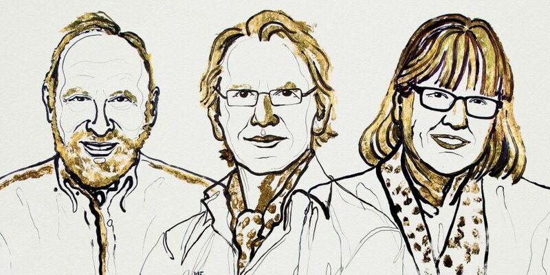 Arthur Ashkin, Gerard Mourou, Donna Strickland. Afbeelding | Niklas Elmehed, Nobel Media