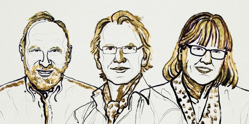 Arthur Ashkin, Gerard Mourou, Donna Strickland. Illustration | Niklas Elmehed, Nobel Media
