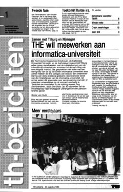 Voorzijde van magazine: TH berichten 1 - 22 augustus 1985