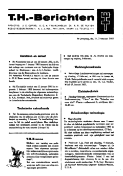 Voorzijde van magazine: TH berichten 17 - 2 februari 1962