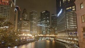 Riverwalk by night.