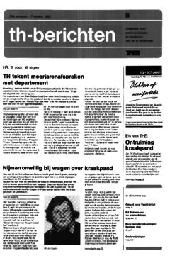 Voorzijde van magazine: TH berichten 8 - 17 oktober 1980