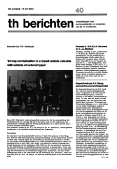 Voorzijde van magazine: TH berichten 40 - 15 juni 1973