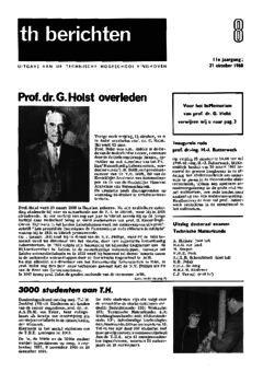 Voorzijde van magazine: TH berichten 8 - 21 oktober 1968