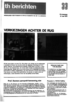 Voorzijde van magazine: TH berichten 33 - 21 mei 1971