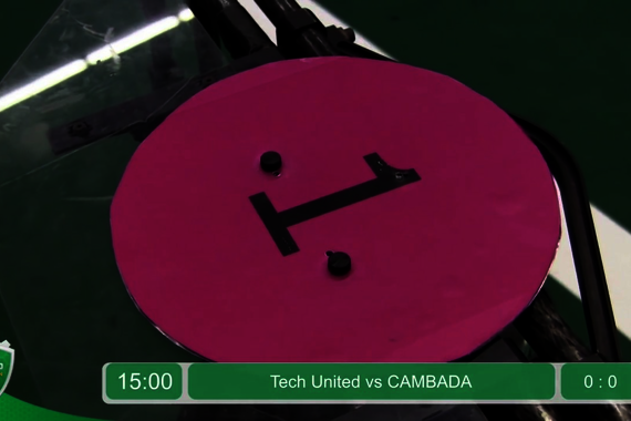 Uitgebreide registratie van de finale van de WK RoboCup 2018: Tech United versus CAMBADA.