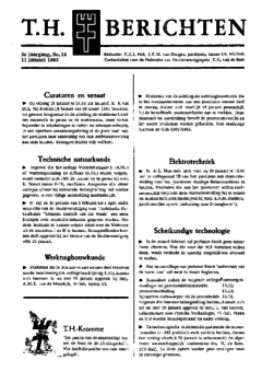 Voorzijde van magazine: TH berichten 14 - 11 januari 1963