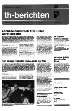 Voorzijde van magazine: TH berichten 22 - 13 februarl 1981