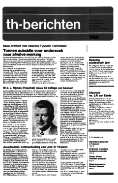 Voorzijde van magazine: TH berichten 1 - 25 augustus 1978