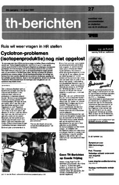 Voorzijde van magazine: TH berichten 27 - 14 maart 1980