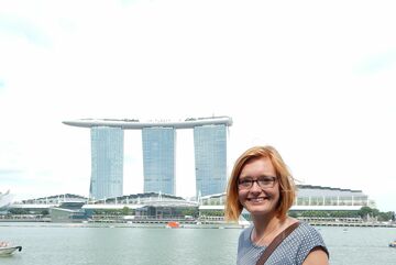 Voor het Marina Bay Sands hotel.