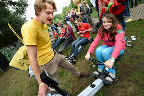 Roeien op de ergometer bij Thêta. Foto | Bart van Overbeeke