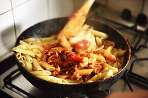 Pasta with all the good stuff life has to offer. Photo | Bart van Overbeeke