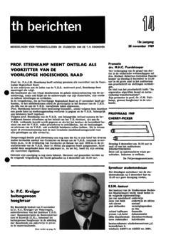 Voorzijde van magazine: TH berichten 14 - 28 november 1969