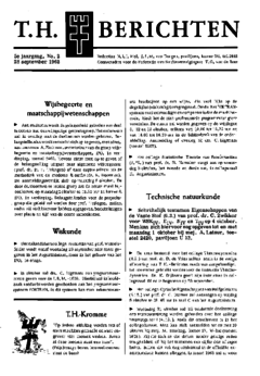 Voorzijde van magazine: TH berichten 2 - 28 september 1962