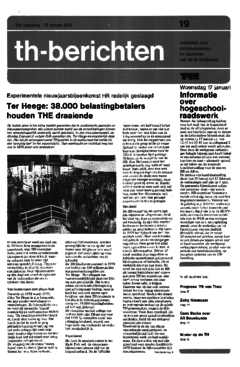 Voorzijde van magazine: TH berichten 19 - 12 januari 1979