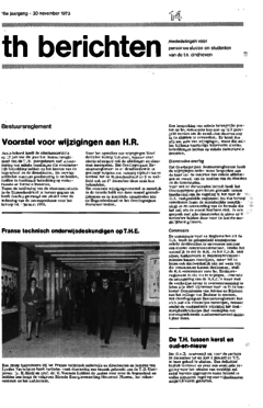 Voorzijde van magazine: TH berichten 14 - 30 november 1973