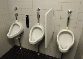 De restanten van het vernielde toiletschot.