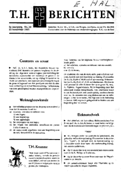 Voorzijde van magazine: TH berichten 10 - 23 november 1962