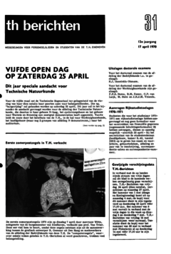 Voorzijde van magazine: TH berichten 31 - 17 april 1970