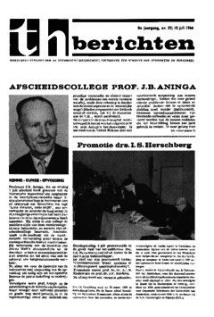 Voorzijde van magazine: TH berichten 37 - 15 juli 1966