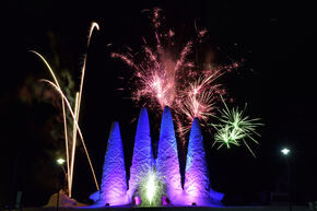 Vuurwerk boven de Sagrada Familia in Ice Foto | Bart van Overbeeke
