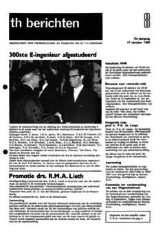 Voorzijde van magazine: TH berichten 8 - 17 oktober 1969
