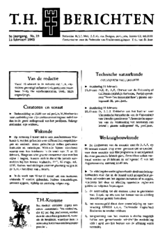 Voorzijde van magazine: TH berichten 19 - 15 februari 1963